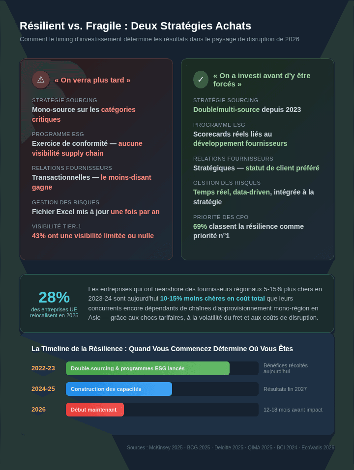 Équipes achats résilientes vs. fragiles — comparaison côte à côte